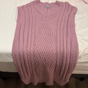 Pink Cable Knit Women's Sweater Dress